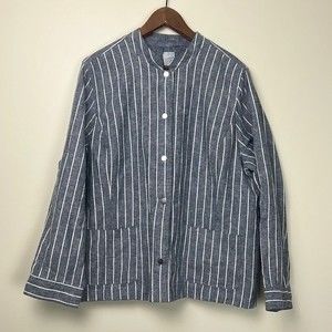 Chico’s Reversible Striped To Solid Linen Jacket Blue Women’s Size 20/XXL